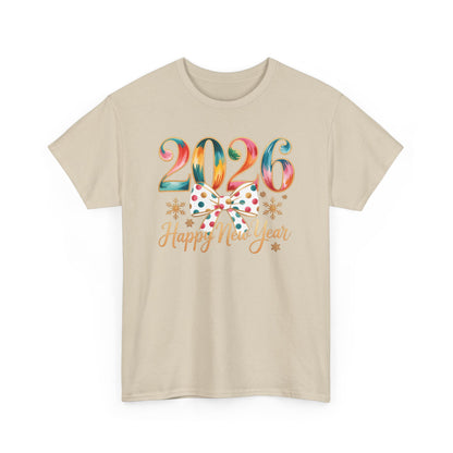 2026 Happy New Year Shirt, Colorful Bow New Year Tee, New Year Outfit, Cute NYE Party T-Shirt, 2026 Celebration Graphic Tee, New Year Gift