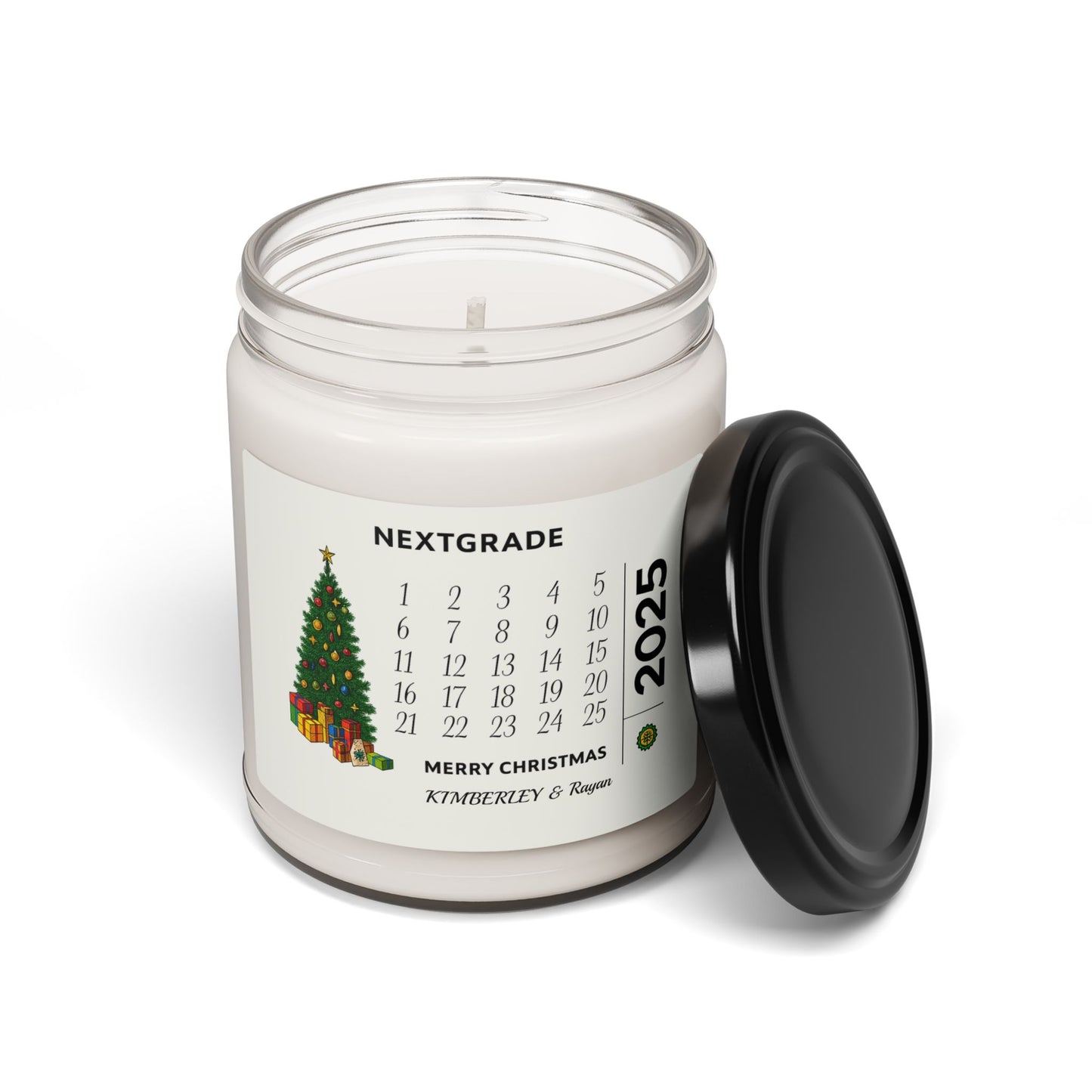 Personalized Advent Calendar Candle, Christmas Countdown Candle, 9oz Soy Candle Gift, Holiday Scented Candle, Custom Christmas Gift