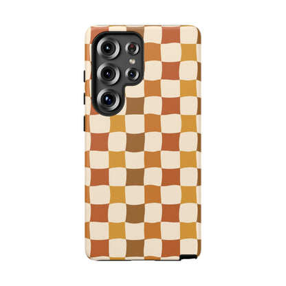 Boho Checked Phone Case, Checkerboard Design, Durable Protection, Phone Cover, Phone case For iPhone and Samsung, Trendy Phone Cover