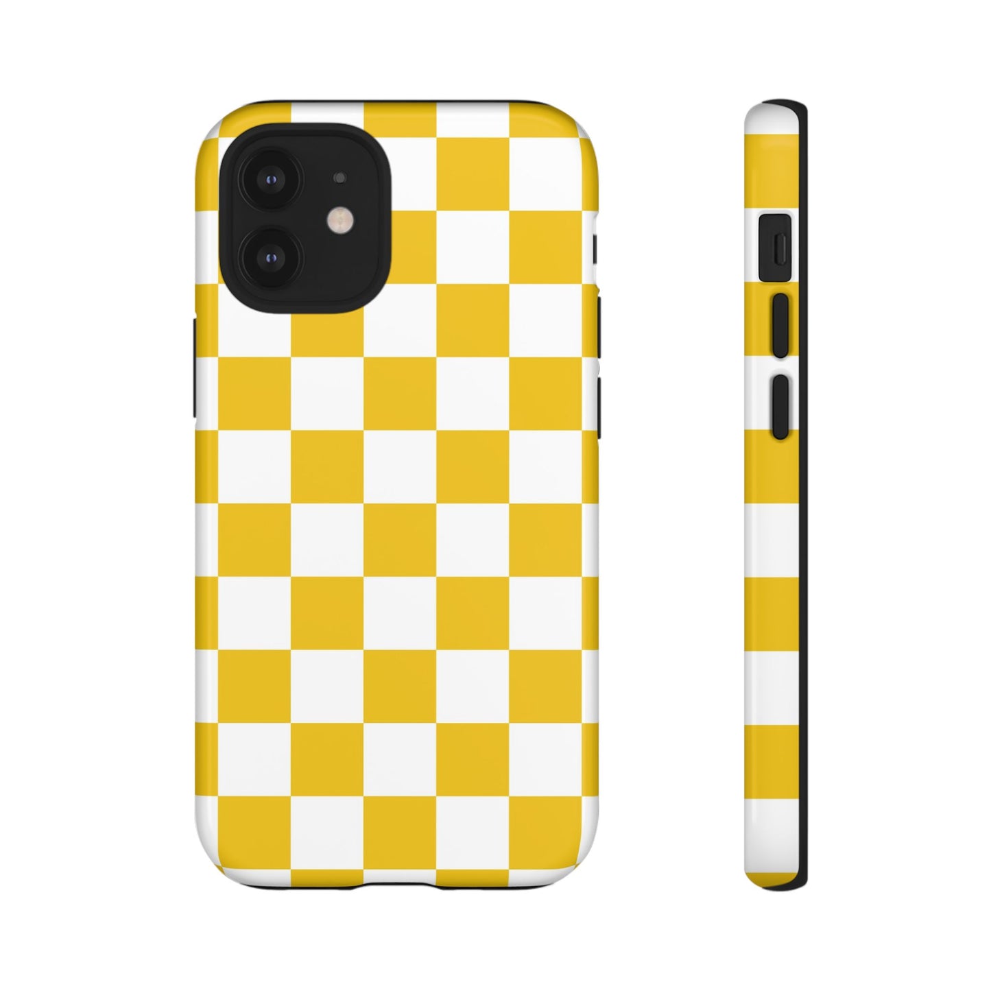 Yellow Checkered Phone Case - iPhone 17 Pro, 17, 16, 15, 14, 13, 12, 11, X, XR, XS MAX, Gift for Friends