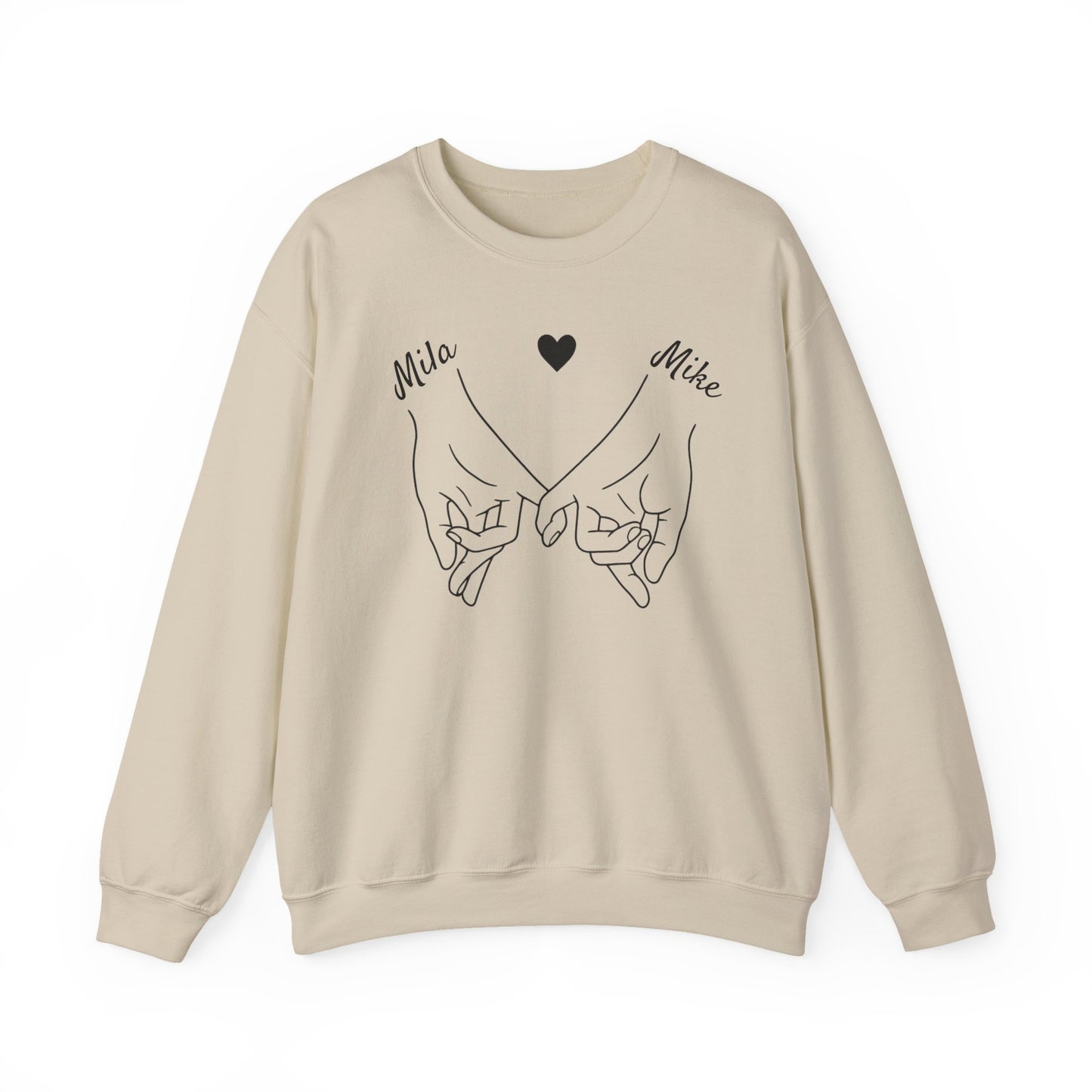 Pinky Promise Sweatshirt, Personalized Name Crewneck, Matching Couple Gift, Heart Line Art Sweater, Custom Relationship Sweatshirt