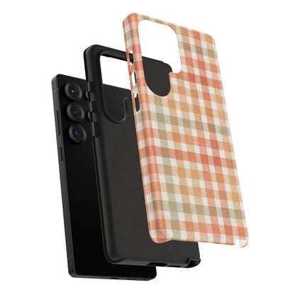 Boho Checkered Phone Case | Neutral Aesthetic Plaid Case | Retro Minimalist Check Design | iPhone Cover | Samsung Cover