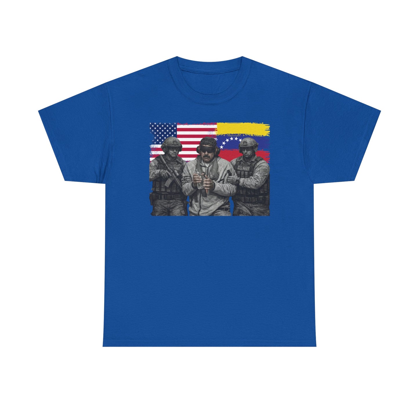 American and Venezuelan Flag Soldiers Tee, Nicolas Maduro Arrest Deportation Photo Tee T-shirt | Political Protest Graphic