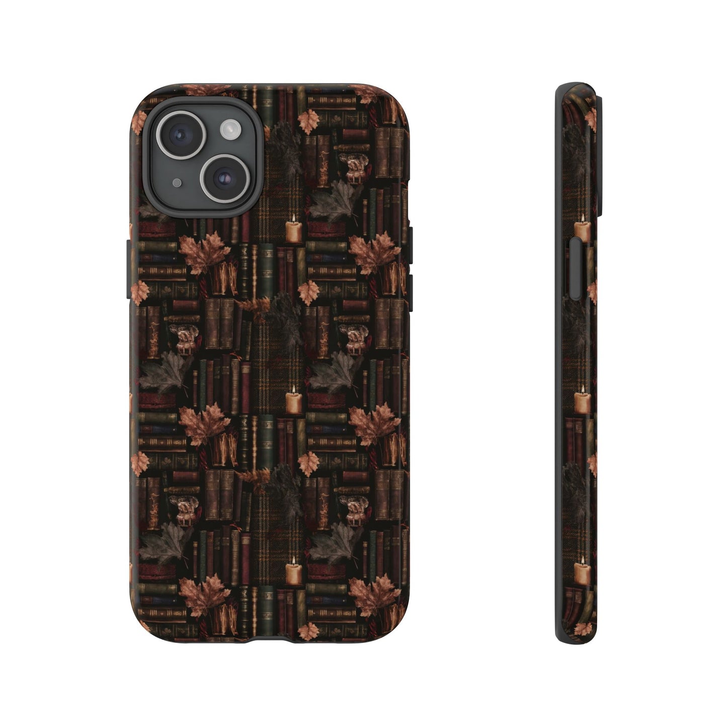 Gothic Phone Case Dark Academia Literary iPhone Samsung Cover with Books & Flowers, Phone case