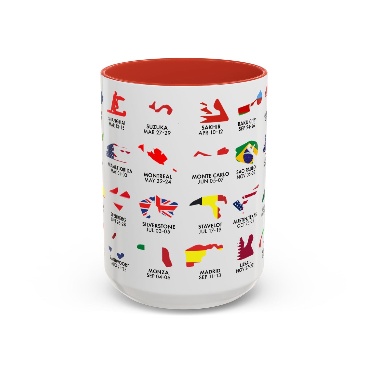 2026 Grand Prix Calendar Mug, Formula 1 Accent Coffee Mug, F1 Circuit Icons Cup, Motorsport Fan Gift, Racing Calendar Ceramic Mug