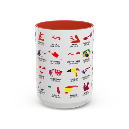 2026 Grand Prix Calendar Mug, Formula 1 Accent Coffee Mug, F1 Circuit Icons Cup, Motorsport Fan Gift, Racing Calendar Ceramic Mug
