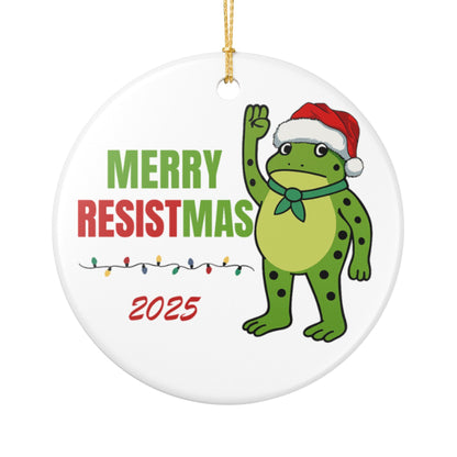 Merry Resistmas Frog Ornament 2025 – Portland Frog Activist Christmas Ornament | Abolish ICE, Feminist, Political Humor Gift