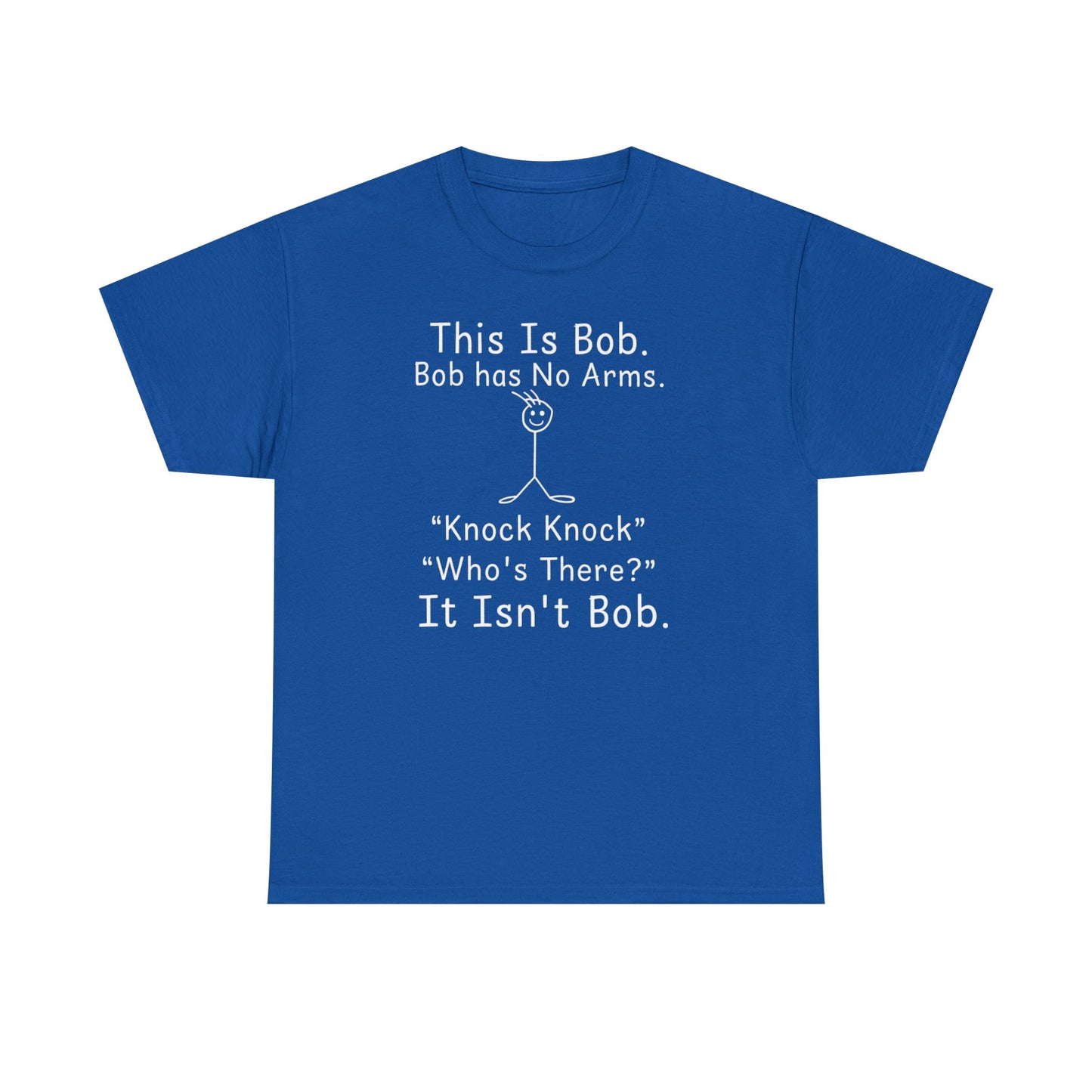 This Is Bob No Arms T-Shirt, Funny Knock Knock Joke Tee, Dry Humor Shirt, Minimalist Meme T-Shirt, Classic Joke Graphic Tee