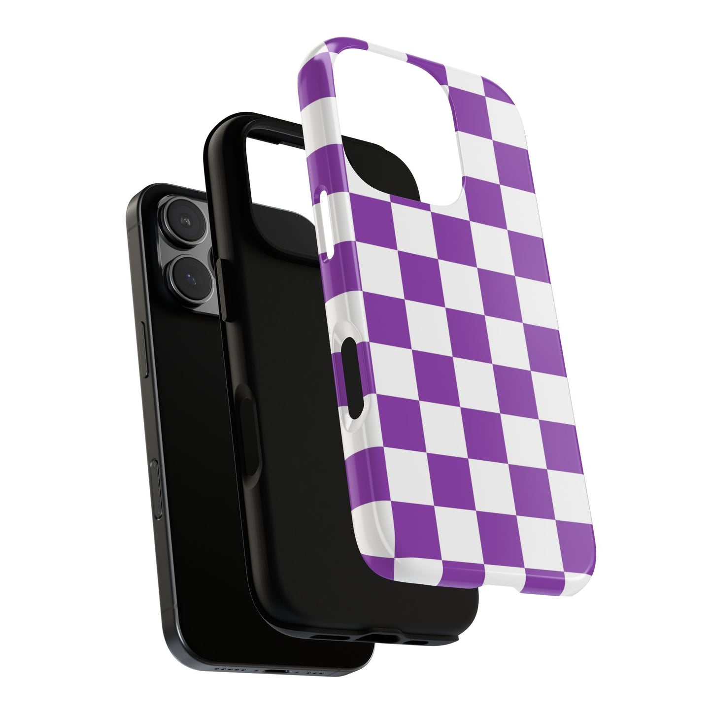 Purple Checkered Phone Case,  iPhone 17 Pro, 17, 16, 15, 14, 13, 12, 11, X, XR, XS MAX, Trendy Gift for Friends, Accessory for Occasions