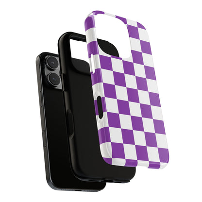 Purple Checkered Phone Case,  iPhone 17 Pro, 17, 16, 15, 14, 13, 12, 11, X, XR, XS MAX, Trendy Gift for Friends, Accessory for Occasions