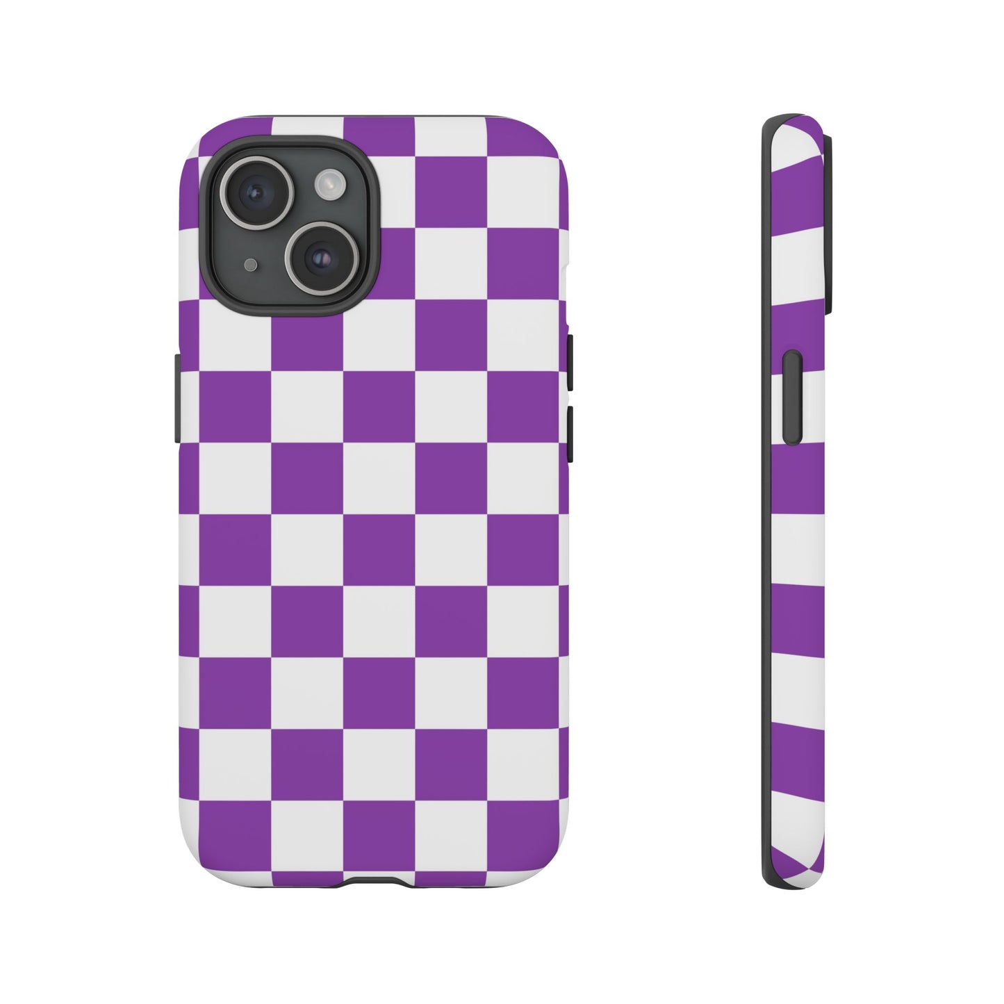 Purple Checkered Phone Case,  iPhone 17 Pro, 17, 16, 15, 14, 13, 12, 11, X, XR, XS MAX, Trendy Gift for Friends, Accessory for Occasions