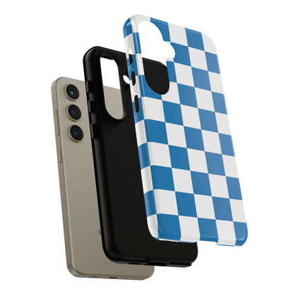 Blue Checkerboard Phone Case, Samsung Galaxy S25, S25 Plus, S24, S24 Plus, S24 Ultra, S23, S22, S22 Plus, S21 Ultra, S21 FE, S20+