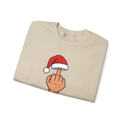 Funny Christmas Sweatshirt, Santa Hat Middle Finger Shirt, Merry Christmas Crewneck, Offensive Holiday Sweater, Funny Xmas Gift