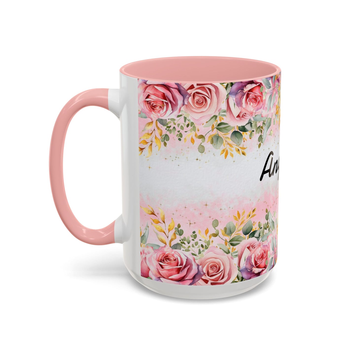 Personalized Floral Accent Coffee Mug, Custom Gift for Her, Birthday Mug, Floral Drinkware, Mother's Day Gift