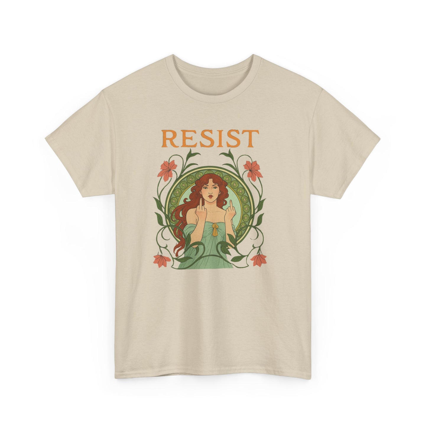 Resist Art Nouveau Woman Tee, Feminist Vintage Shirt, Botanical Activist T-Shirt, Retro Feminism Gift, Empowerment Top, Mucha Anti Trump