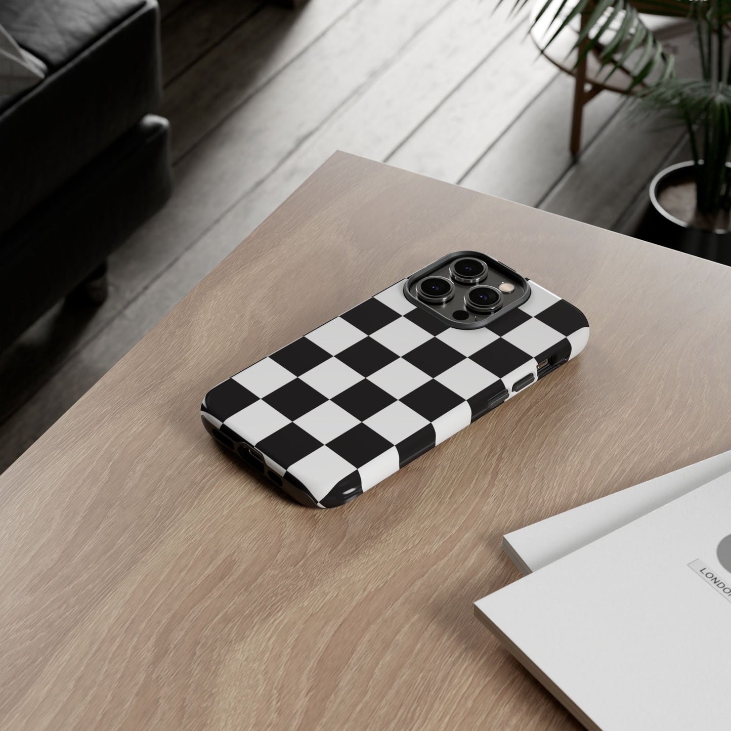Black and White Checker iPhone Case, Stylish iPhone Cover for Teens, Holiday Gift, Unique Mobile Accessories, Tough Protection