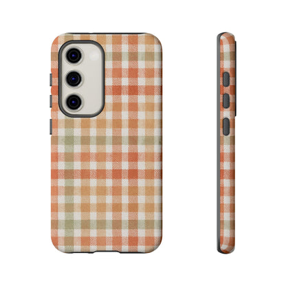 Boho Checkered Phone Case | Neutral Aesthetic Plaid Case | Retro Minimalist Check Design | iPhone Cover | Samsung Cover