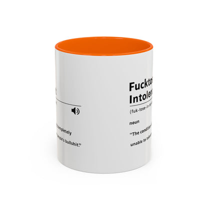 Fucktose Intolerant Definition Mug, Funny Accent Coffee Mug 11oz 15oz, Sarcastic Adult Humor Mug, Gag Gift for Friends