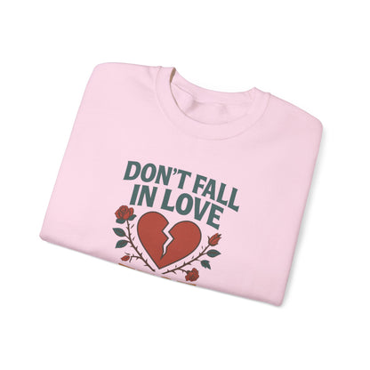Don't Fall in Love Fest 2025 Sweatshirt, Broken Heart Floral Crewneck, Anti Love Sweater, Festival Aesthetic Pullover, Valentines Gift