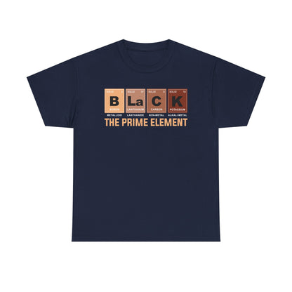 BLACK The Prime Element Shirt | Periodic Table Graphic Tee | Funny Science Shirt for Men & Women | Black Pride Chemistry Gift