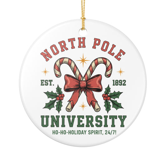 North Pole University Ornament, Candy Christmas Ornament, Funny Holiday Decor, Santa School Ornament, Ho Ho Holiday Spirit, Christmas Tree