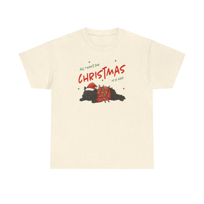 All I Want for Christmas Is a Nap Shirt | Funny Christmas Cat T-Shirt | Cozy Holiday Tee | Lazy Christmas Gift | Santa Cat Shirt