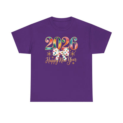 2026 Happy New Year Shirt, Colorful Bow New Year Tee, New Year Outfit, Cute NYE Party T-Shirt, 2026 Celebration Graphic Tee, New Year Gift