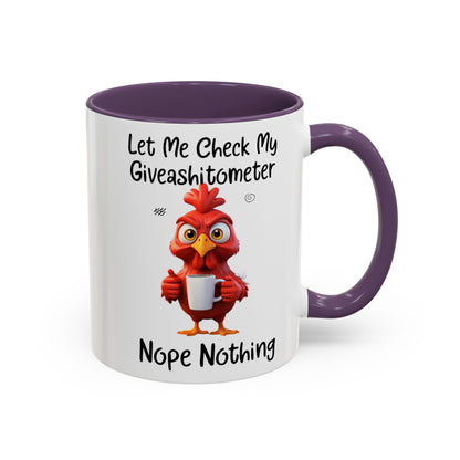 Funny Giveashitometer Mug | Sarcastic Coffee Mug with Rooster | Sassy Office Mug | Gift for Coworkers Friends