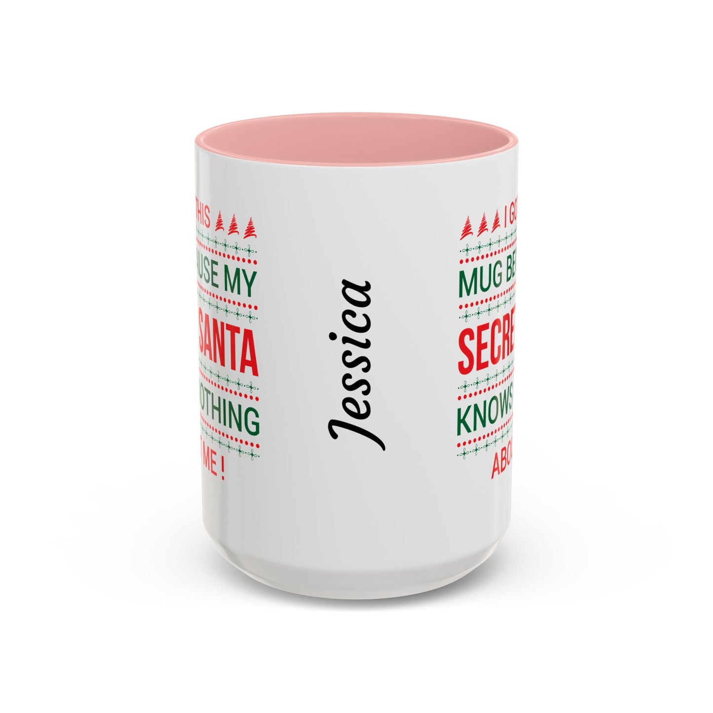 Personalized Secret Santa Accent Coffee Mug, Holiday Gift, Funny Christmas Mug, Unique Office Secret Santa Gift, Custom Drinkware