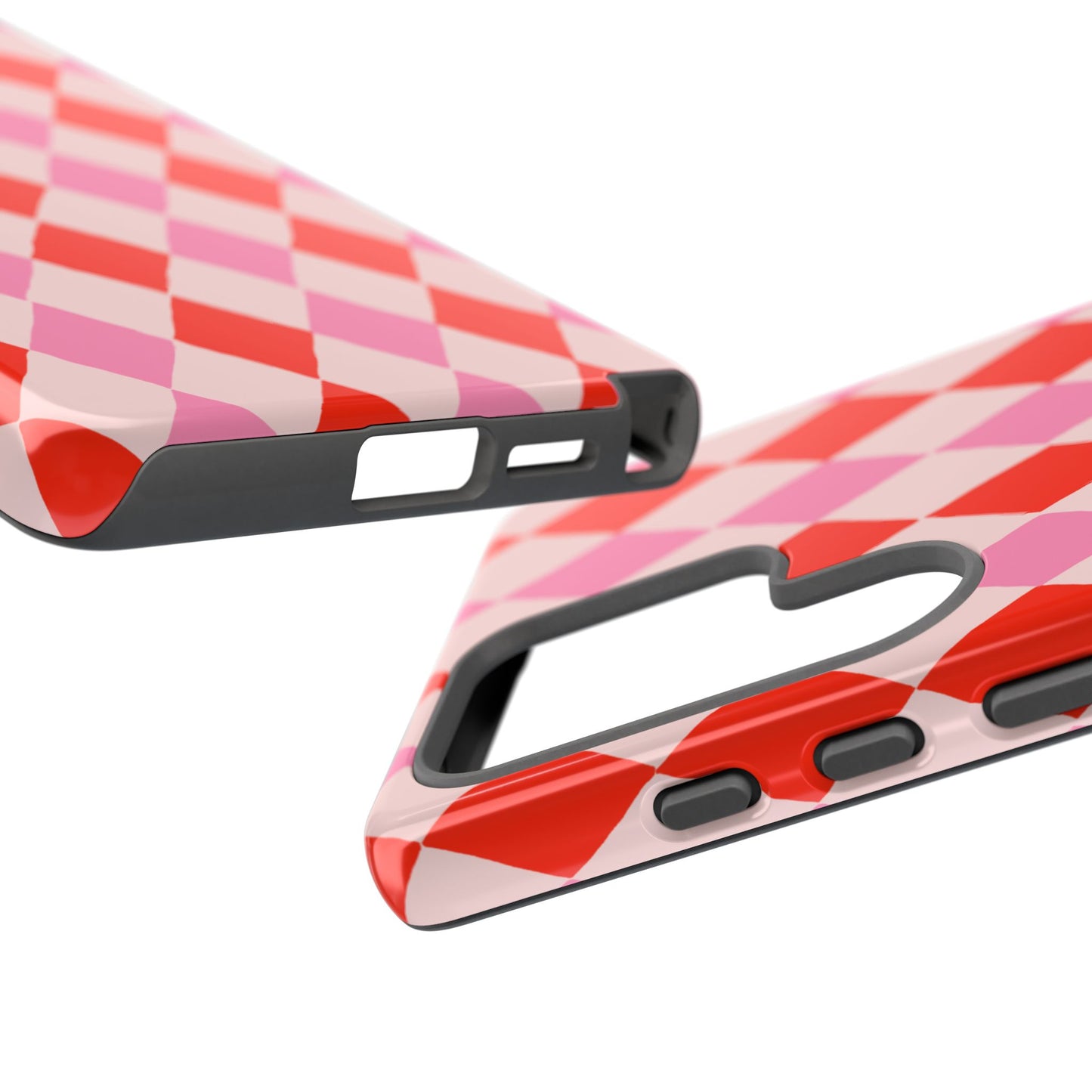 Tough Cases with Red Pink Diamonds, Retro Checkerboard iPhone Case And Samsung Case, Slim Fit Phone Case, Stylish Gift