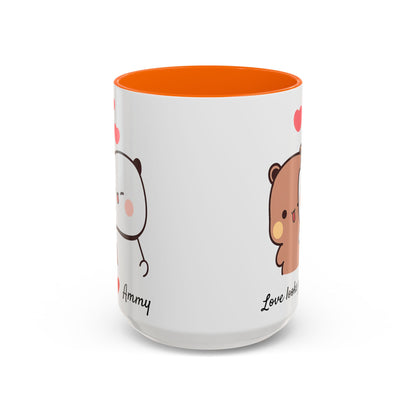 Personalized Dudu Bubu Mug | Cute Bear Coffee Cup | Color Handle Mug | Birthday Christmas Gift | Funny Mug for Her Him Valentine Gift
