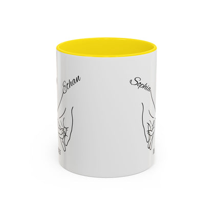 Holding Hands Couple Mug | Personalized Names & Date Coffee Cup | Custom Line Art Love Mug | Valentine Anniversary Gift for Couples