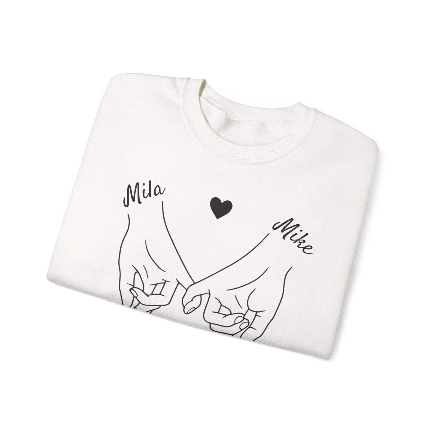 Pinky Promise Sweatshirt, Personalized Name Crewneck, Matching Couple Gift, Heart Line Art Sweater, Custom Relationship Sweatshirt