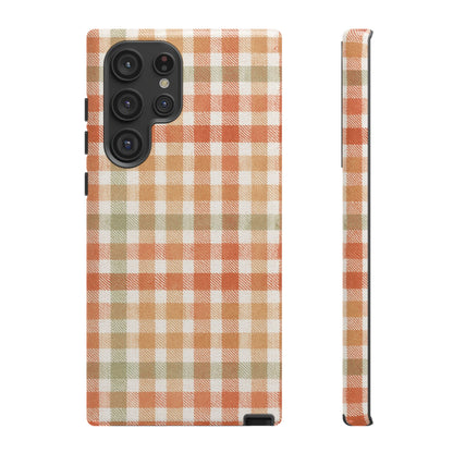 Boho Checkered Phone Case | Neutral Aesthetic Plaid Case | Retro Minimalist Check Design | iPhone Cover | Samsung Cover