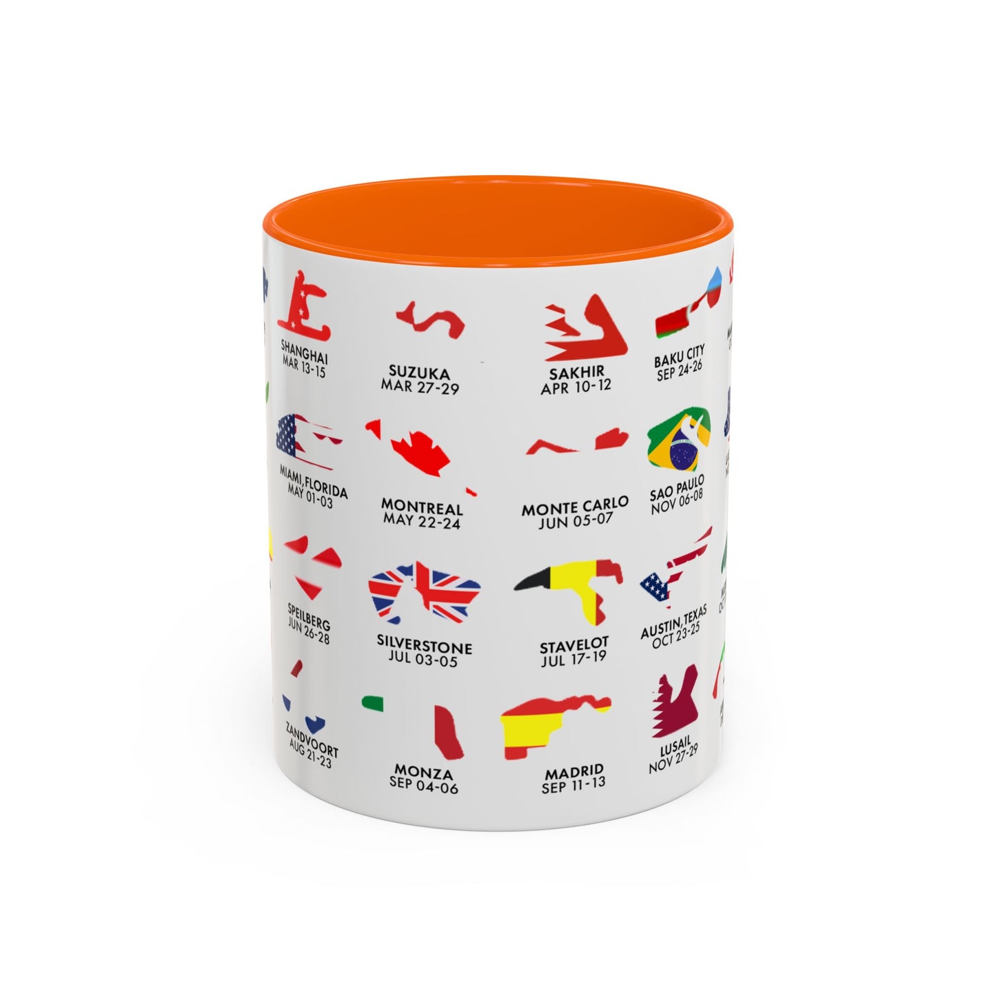 2026 Grand Prix Calendar Mug, Formula 1 Accent Coffee Mug, F1 Circuit Icons Cup, Motorsport Fan Gift, Racing Calendar Ceramic Mug