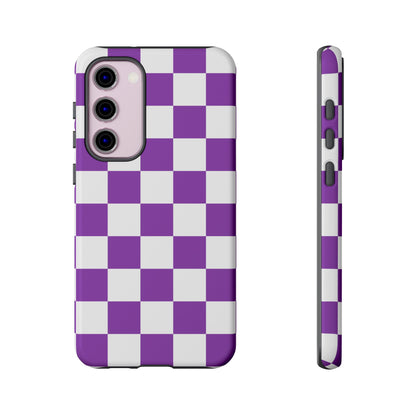 Purple Checkered Phone Case, Samsung Galaxy S25, S25 Plus, S24, S24 Plus, S24 Ultra, S23, S22, S22 Plus, S21 Ultra, S21 FE, S20+