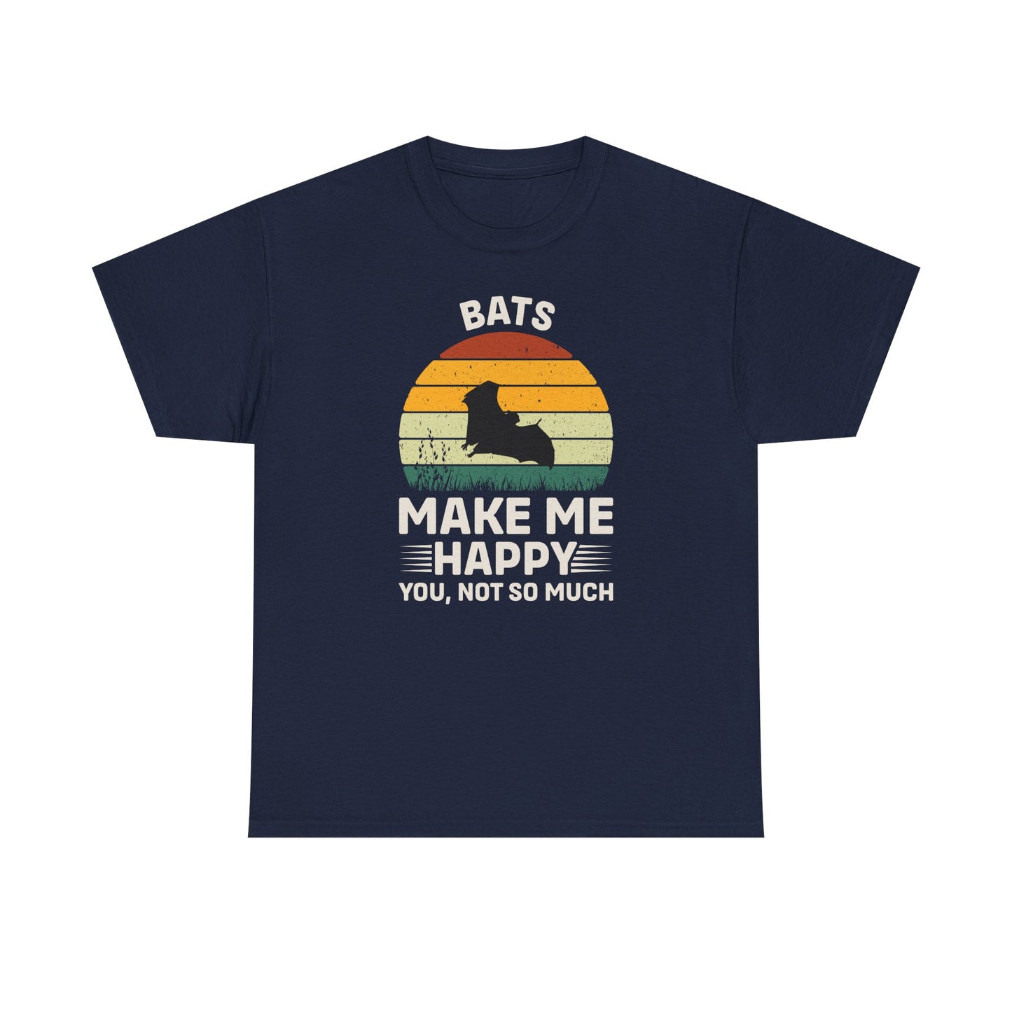 Bats Make Me Happy Unisex Heavy Cotton Tee, Funny Graphic Tee, Lovers Gift, Halloween Apparel, Everyday Casual Wear, Nature