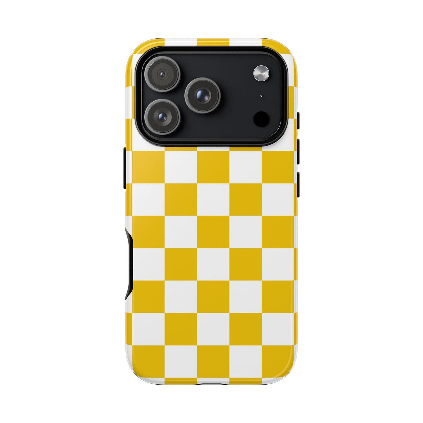 Yellow Checkered Phone Case - iPhone 17 Pro, 17, 16, 15, 14, 13, 12, 11, X, XR, XS MAX, Gift for Friends