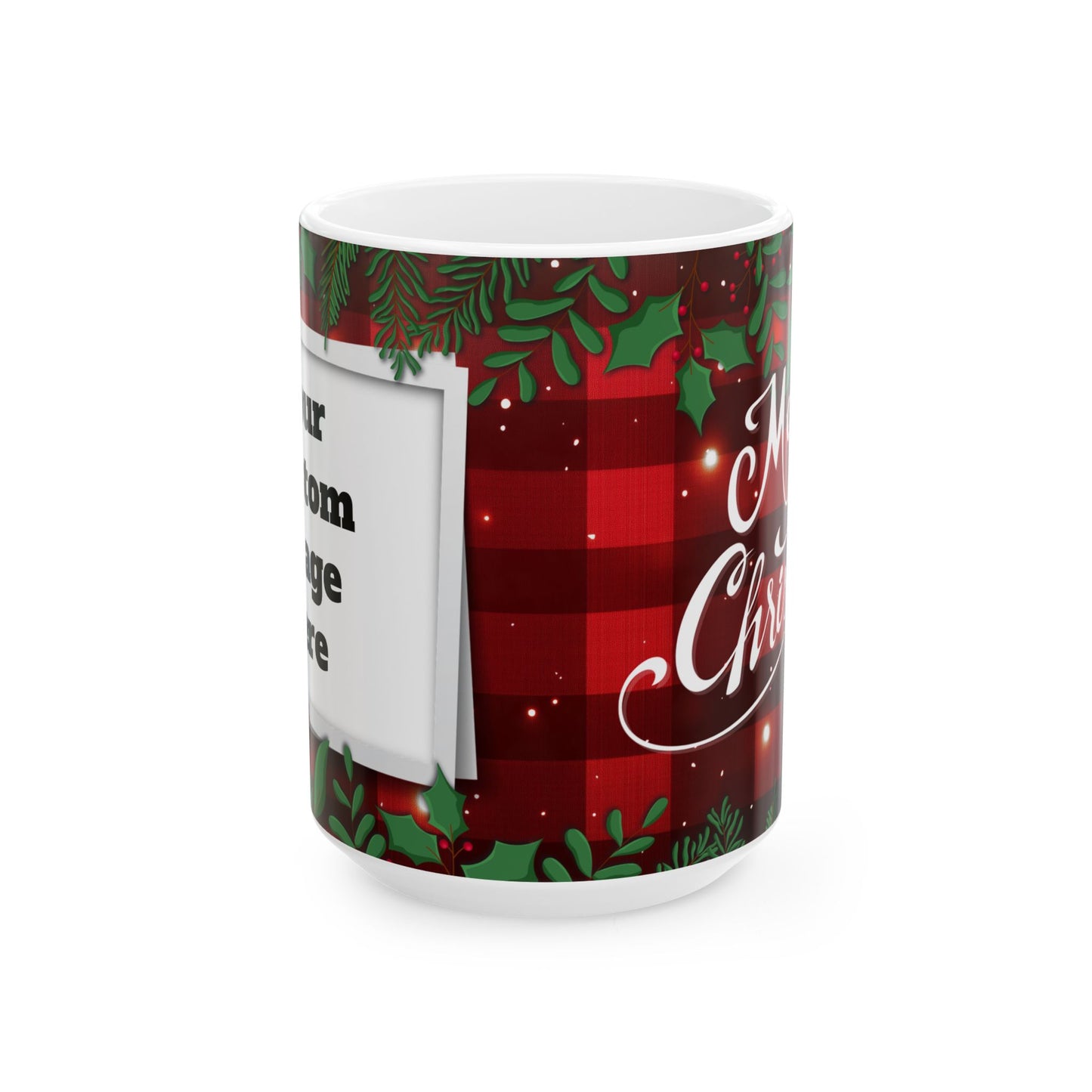 Christmas Plaid Ceramic Mug, Holiday Gift, Coffee Cup, Family Mug, Cozy Home Decor, Winter Warmth, Christmas Day Gift