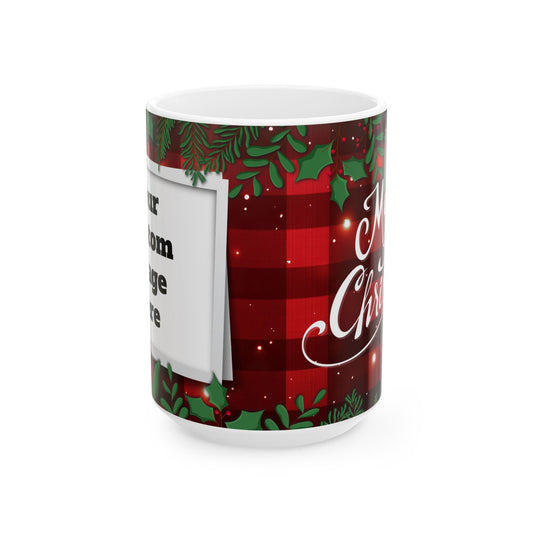 Christmas Plaid Ceramic Mug, Holiday Gift, Coffee Cup, Family Mug, Cozy Home Decor, Winter Warmth, Christmas Day Gift