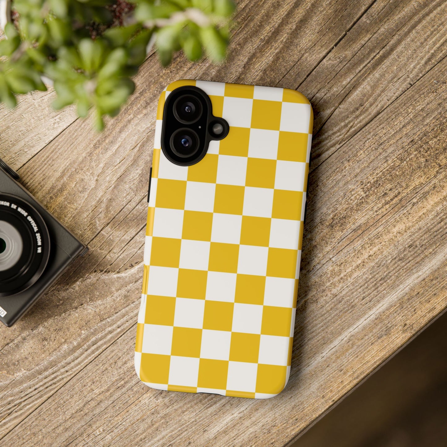 Yellow Checkered Phone Case - iPhone 17 Pro, 17, 16, 15, 14, 13, 12, 11, X, XR, XS MAX, Gift for Friends
