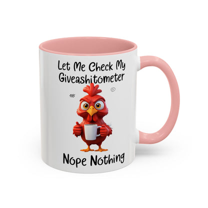 Funny Giveashitometer Mug | Sarcastic Coffee Mug with Rooster | Sassy Office Mug | Gift for Coworkers Friends