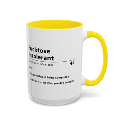 Fucktose Intolerant Definition Mug, Funny Accent Coffee Mug 11oz 15oz, Sarcastic Adult Humor Mug, Gag Gift for Friends