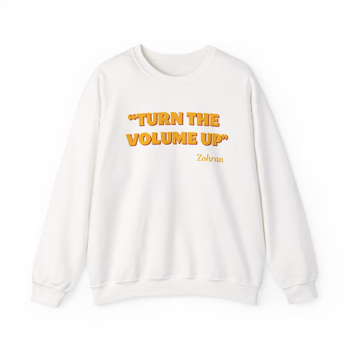 Turn the Volume Up Sweatshirt, Retro Music Quote Crewneck, Minimal Yellow Text Pullover, Cozy Gift for Musicians & Creatives