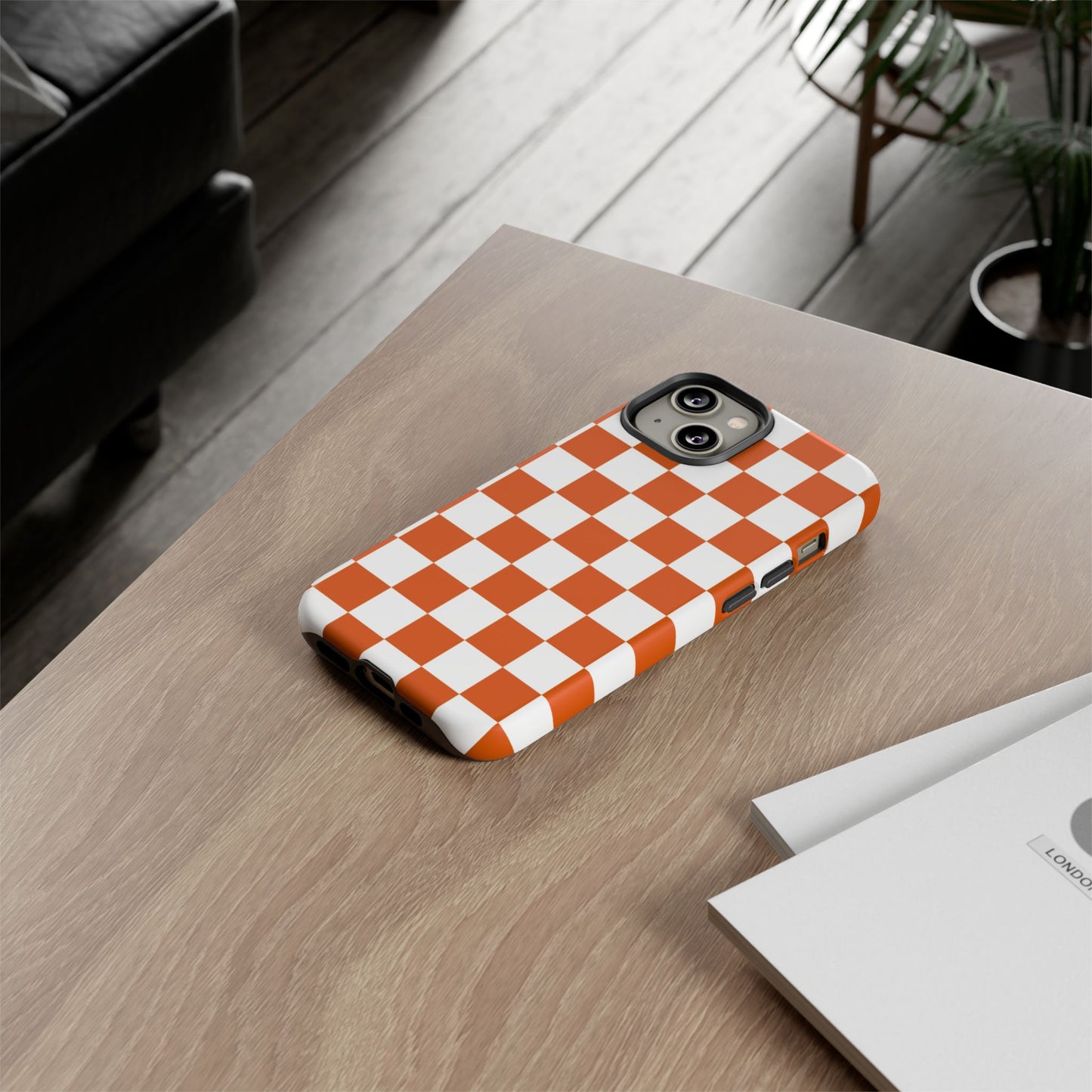 Checkered Phone Case, Checkered Phone Case - iPhone 17 16 15 14 13 12 11 Pro Max  - Trendy Black and Brown Checkerboard