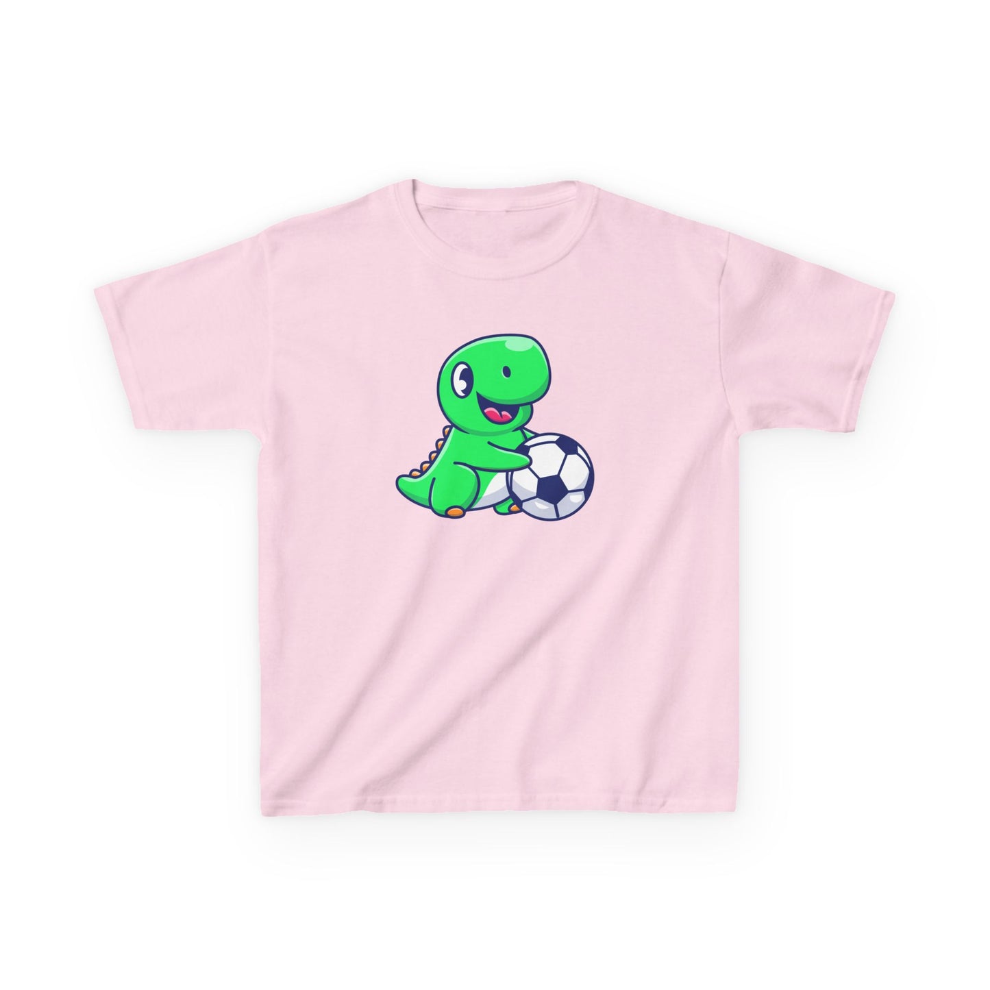 Green Dinosaur Playing Soccer Kids T-Shirt, Cute Dino Soccer Shirt for Boys Girls, Fun Youth Sports Graphic Tee, Football Lover