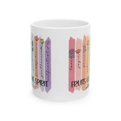 Fruits of the Spirit Mug | Floral Brushstroke Bible Verse Ceramic Mug | Religious Mug | Christmas Mug | Gift For Friend