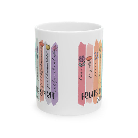 Fruits of the Spirit Mug | Floral Brushstroke Bible Verse Ceramic Mug | Religious Mug | Christmas Mug | Gift For Friend