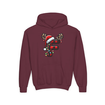 Personalized Festive Reindeer Hoodie for Kids, Christmas Sweatshirt hoodie, Holiday Gift, Cozy Winter Attire, Personalized Youth Hoody