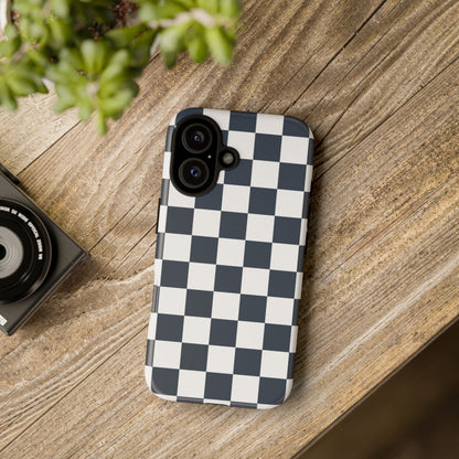 Navy Checkerboard Phone Case, iPhone 17 Pro, 17, 16, 15, 14, 13, 12, 11, X, XR, XS MAX, Tough Case for iPhone